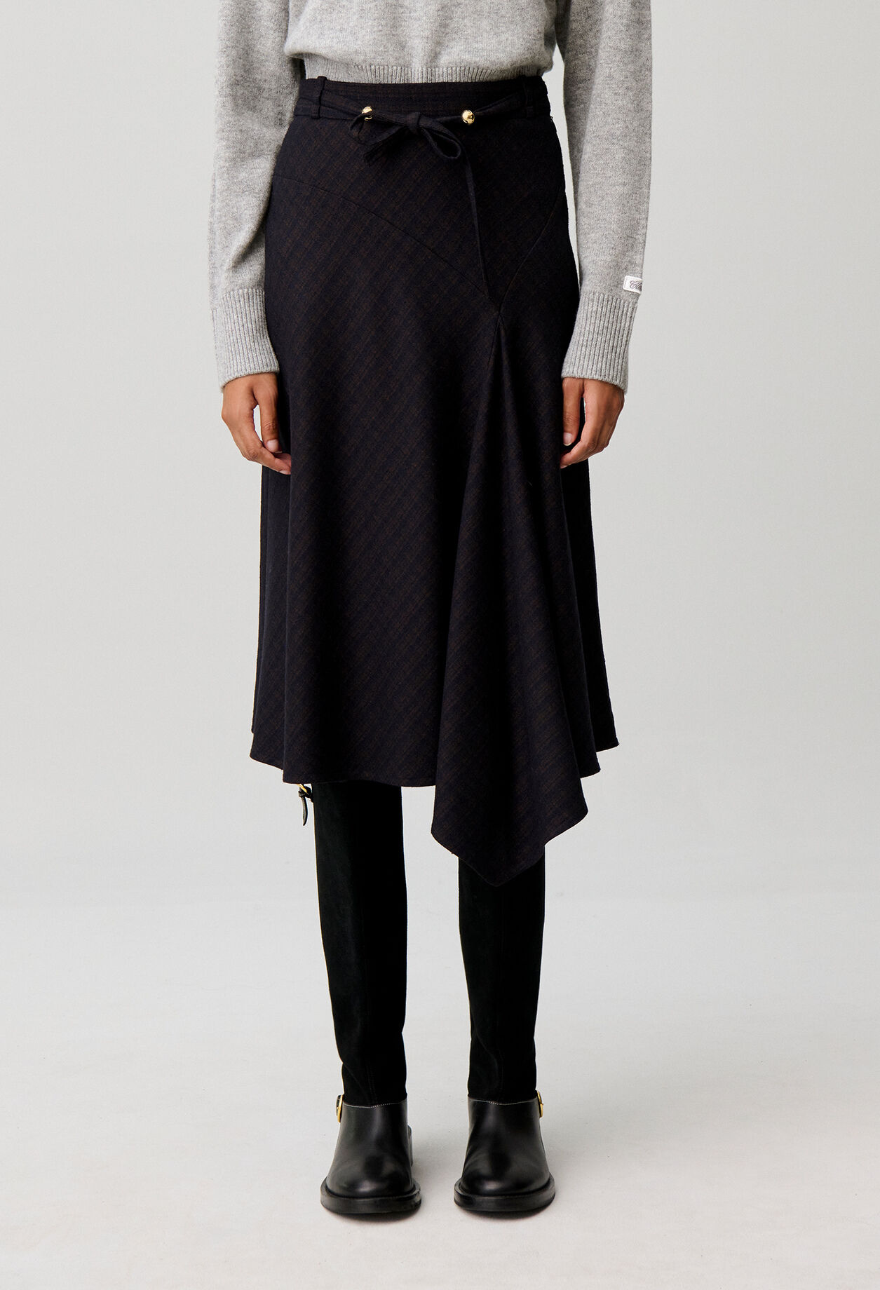 Asymmetric midi skirt