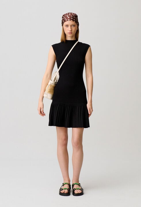 Pleated knit dress