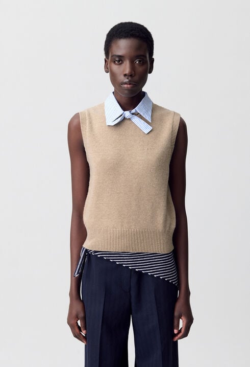 Sleeveless Jumper Removable Collar