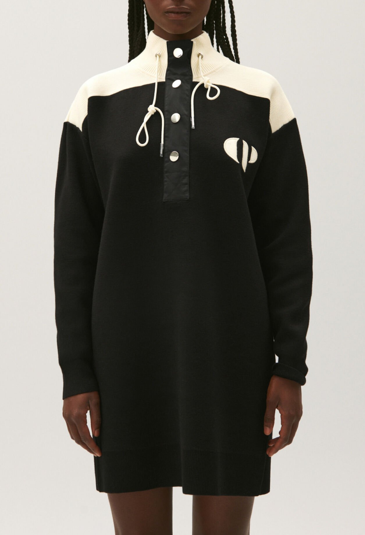 Black jumper dress with zipped rollneck