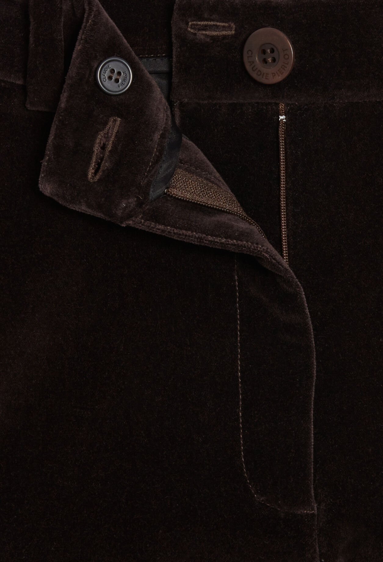 Chocolate velvet suit trousers