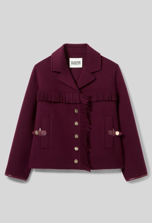 Short Wool Coat with Fringes