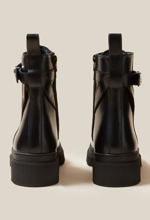 Leather combat boots