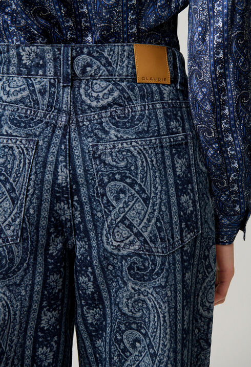 Printed straight denim jeans