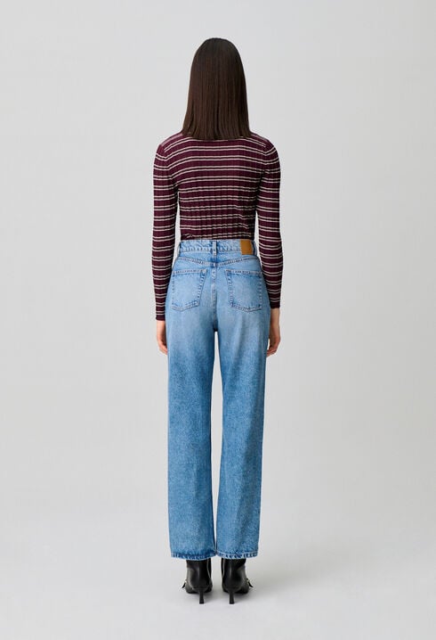 Straight washed denim jeans