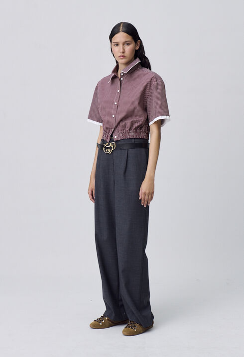 Short checked shirt