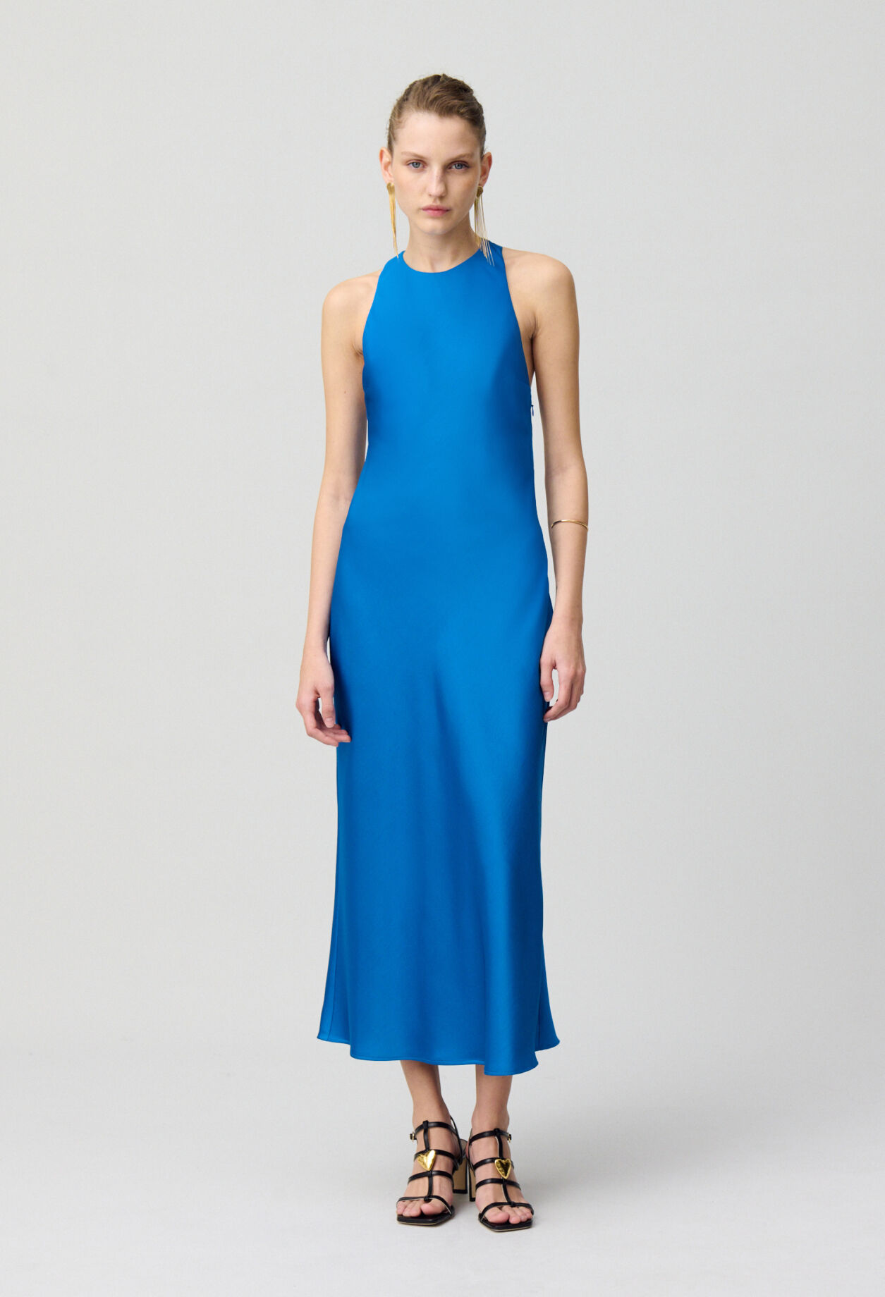 Satin Open-Back Maxi Dress