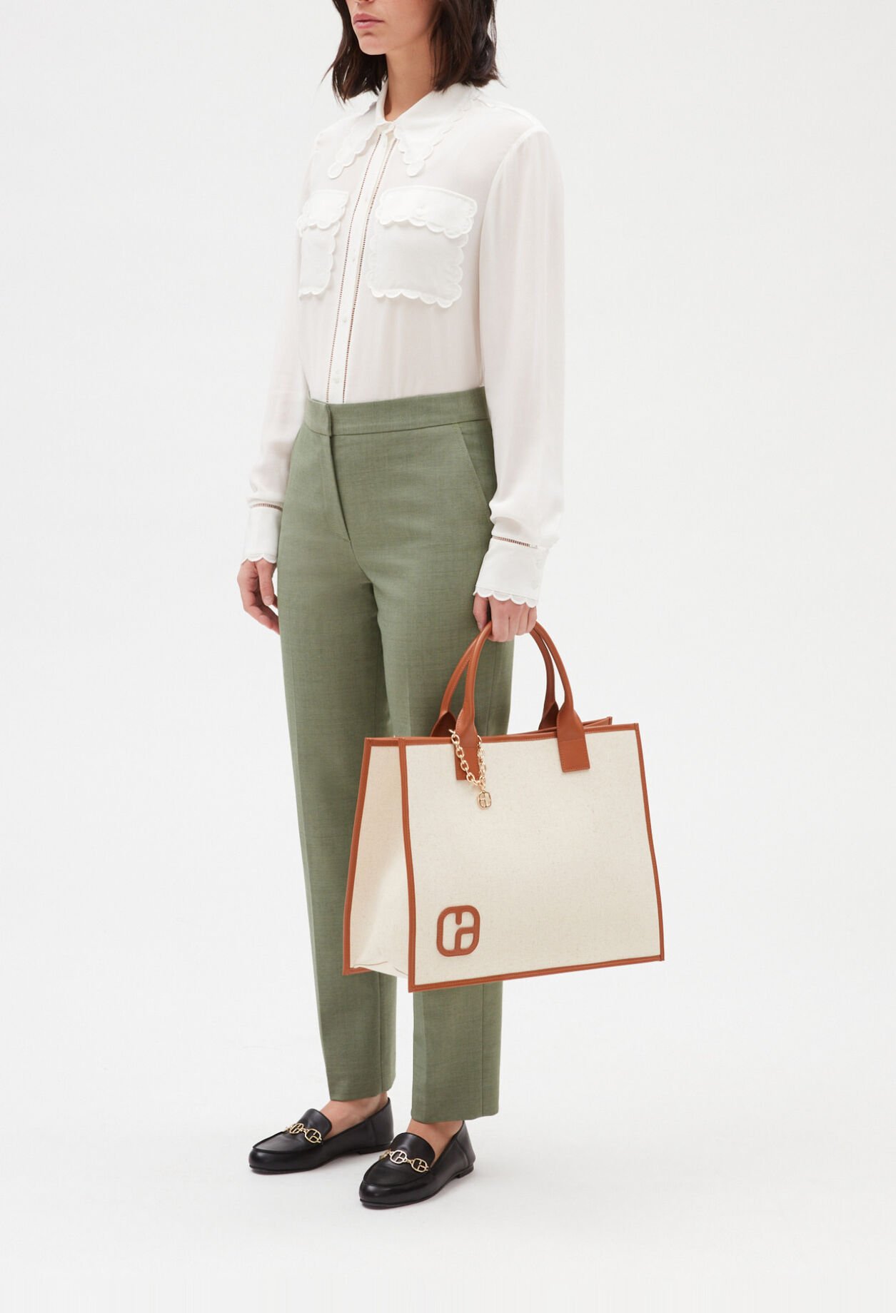Khaki suit trousers