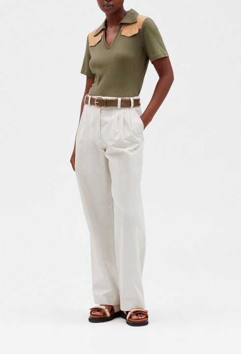 Wide ivory trousers