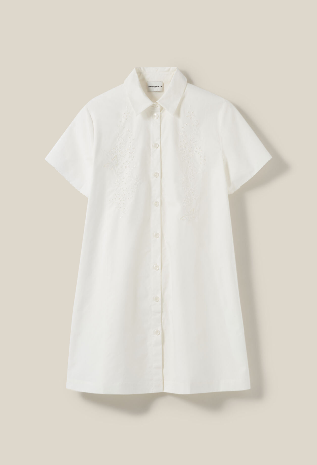 Short Embroidered White Shirt Dress