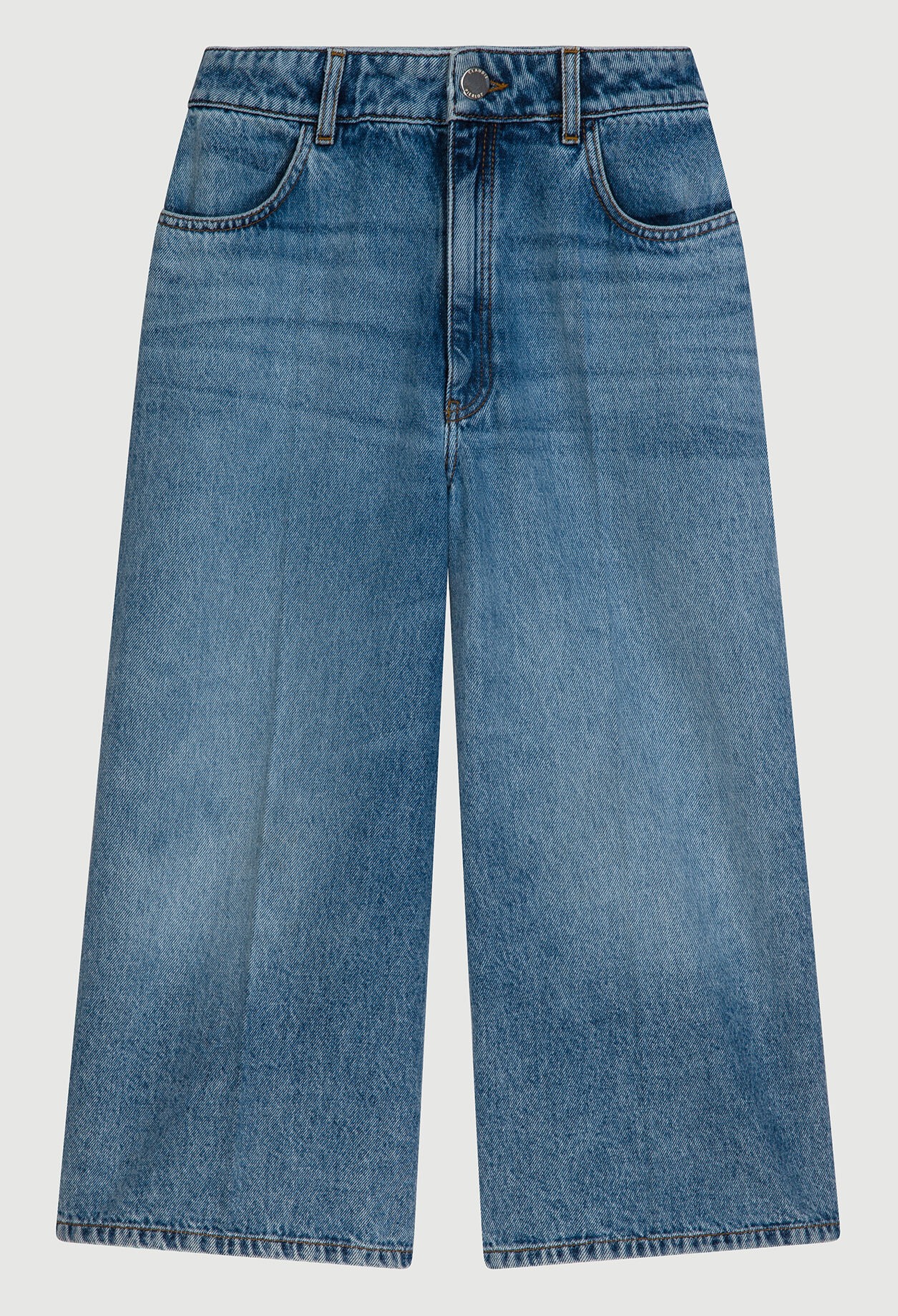 Flared denim Bermuda shorts