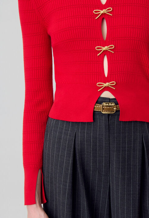 Knit Jumper with Bow Details