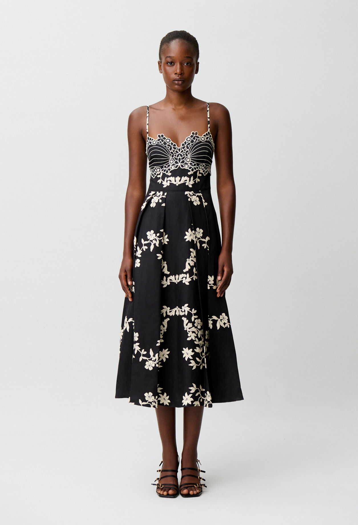 Floral embroidered strappy dress
