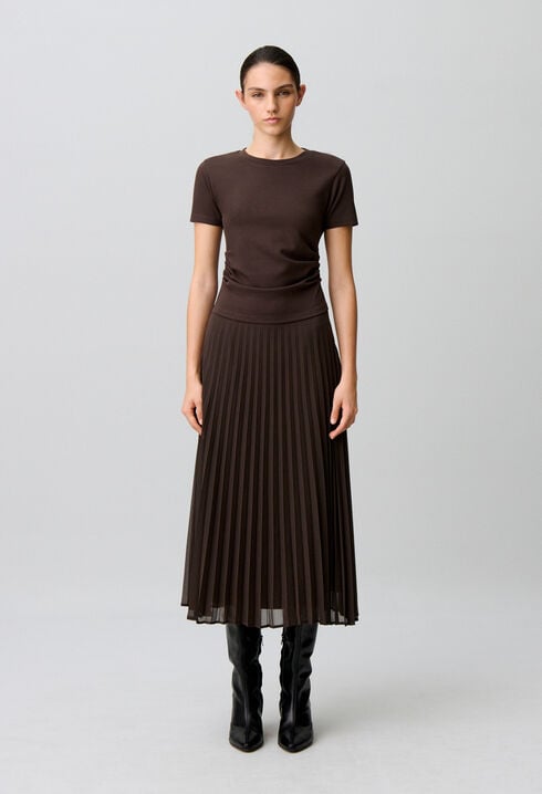 Pleated bi-material dress