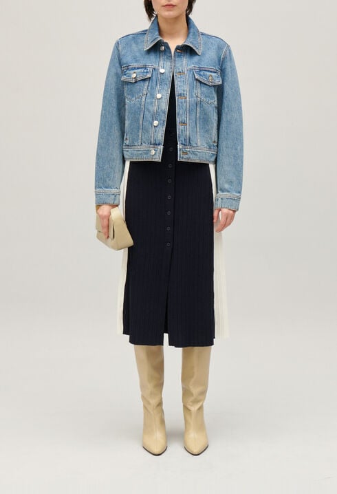 Blue straight-leg denim jacket