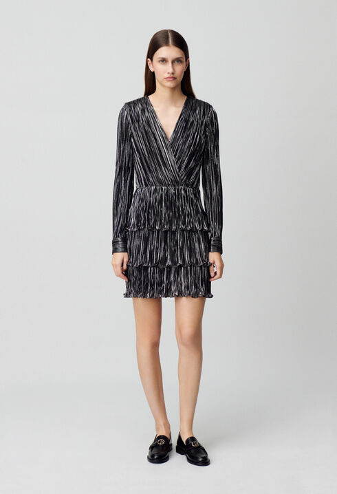 Short silver ruffled dress