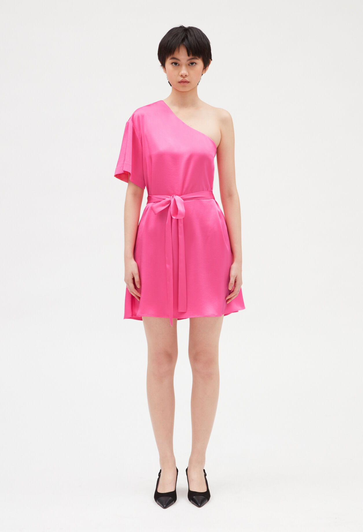 Pink asymmetrical mini dress