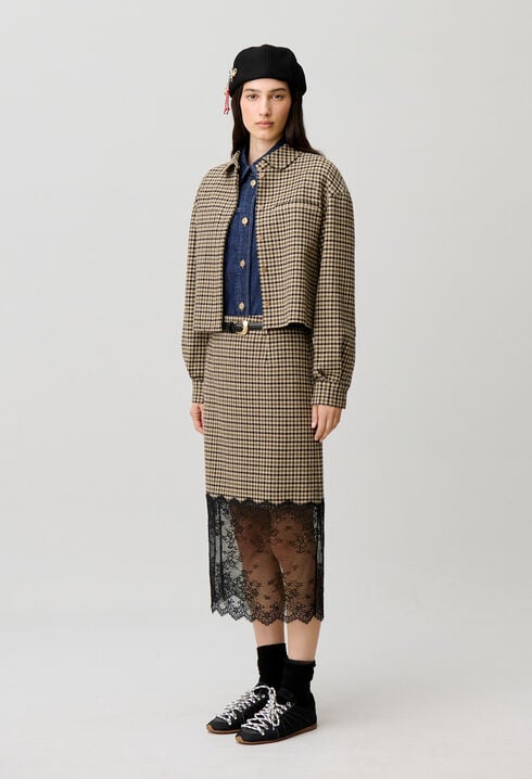 Straight checked skirt