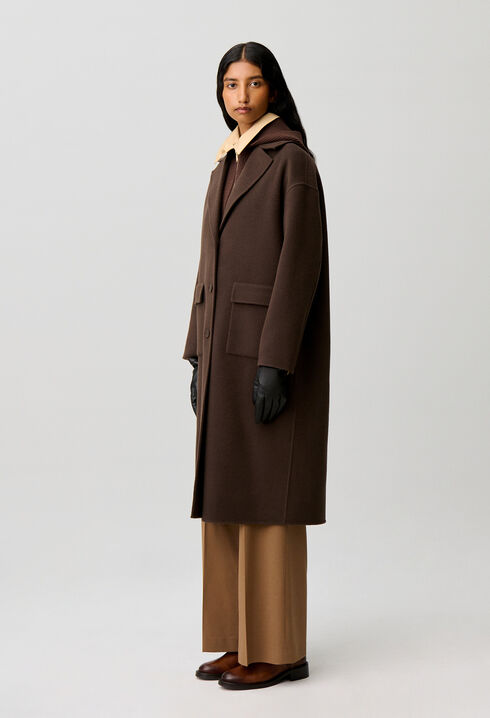 Long tailored collar wool coat