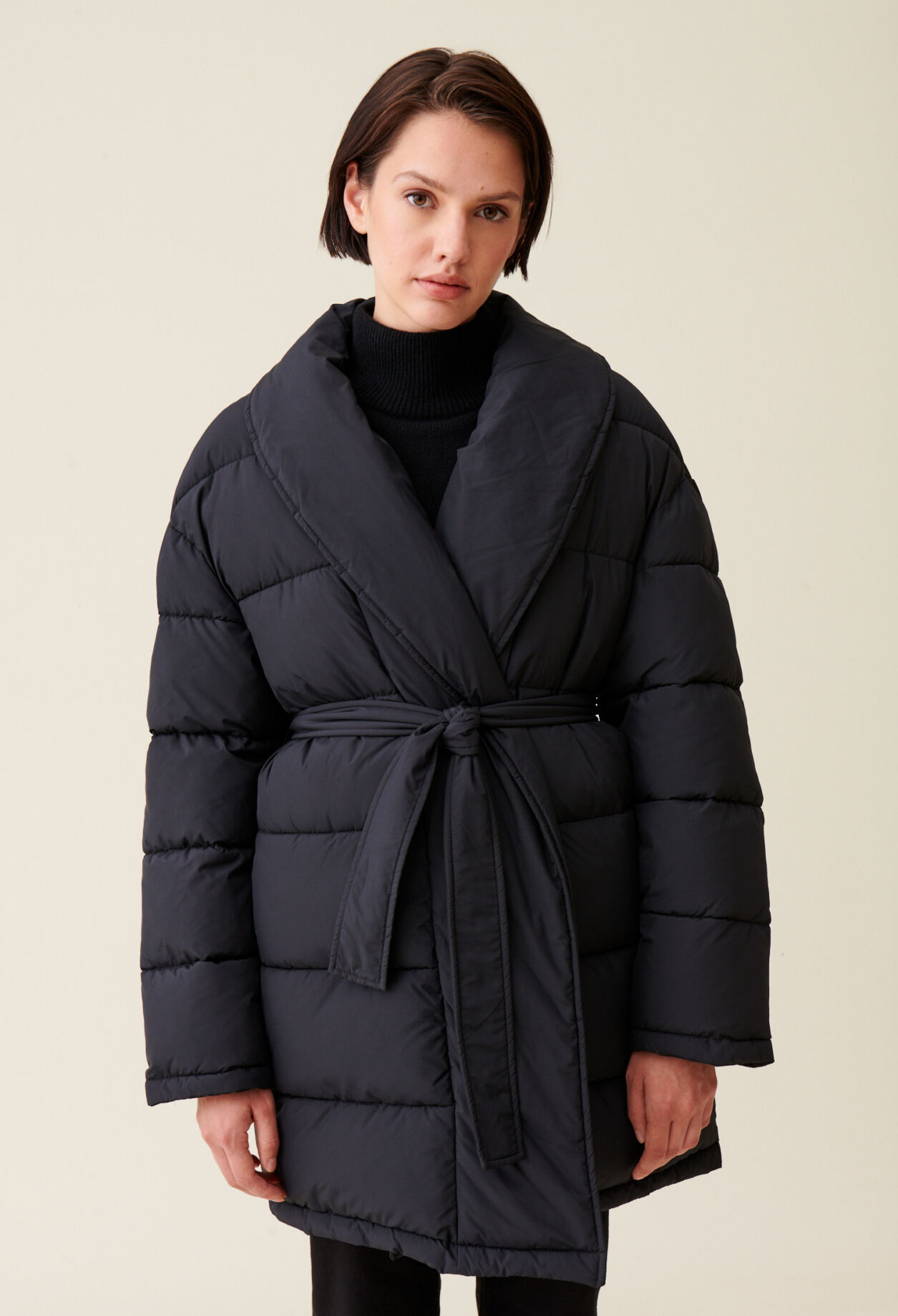 Belted Shawl Collar Puffer for women | Claudie Pierlot