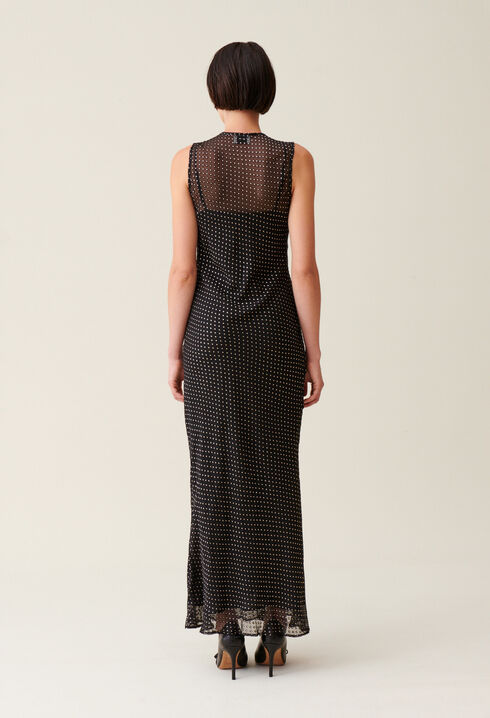 Sheer polka-dot maxi dress