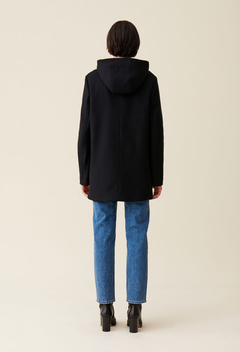 Black hooded coat