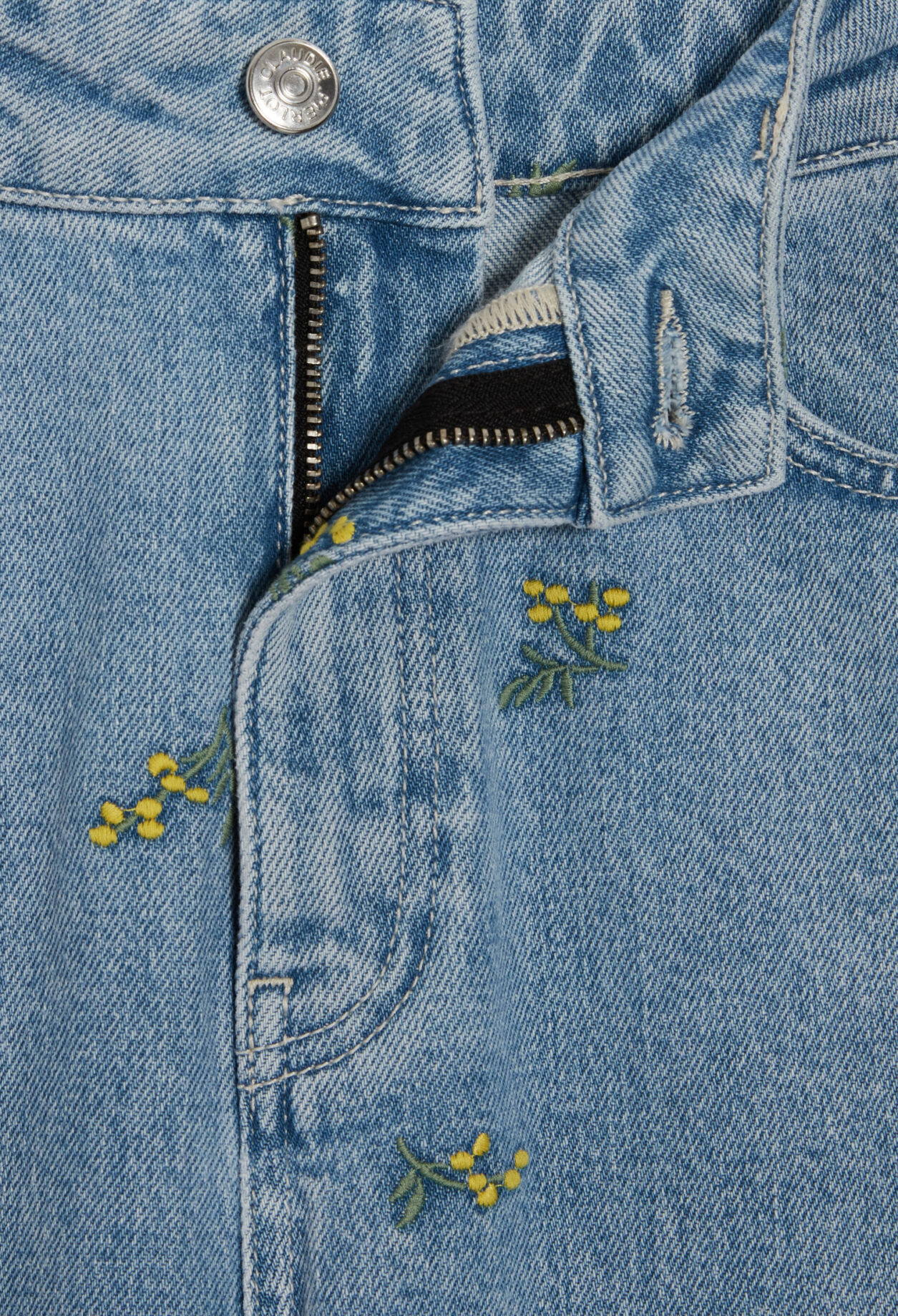 Straight jeans with mimosa pattern