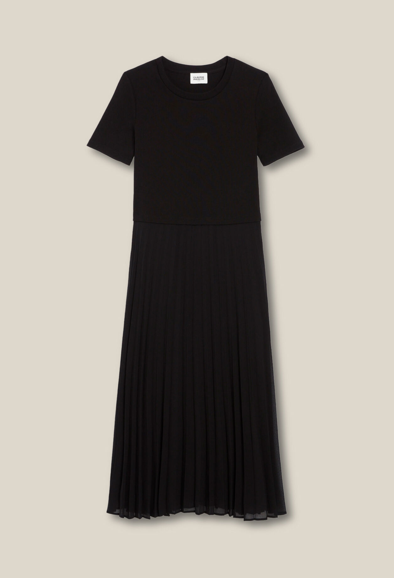 Long dual-fabric Teli dress