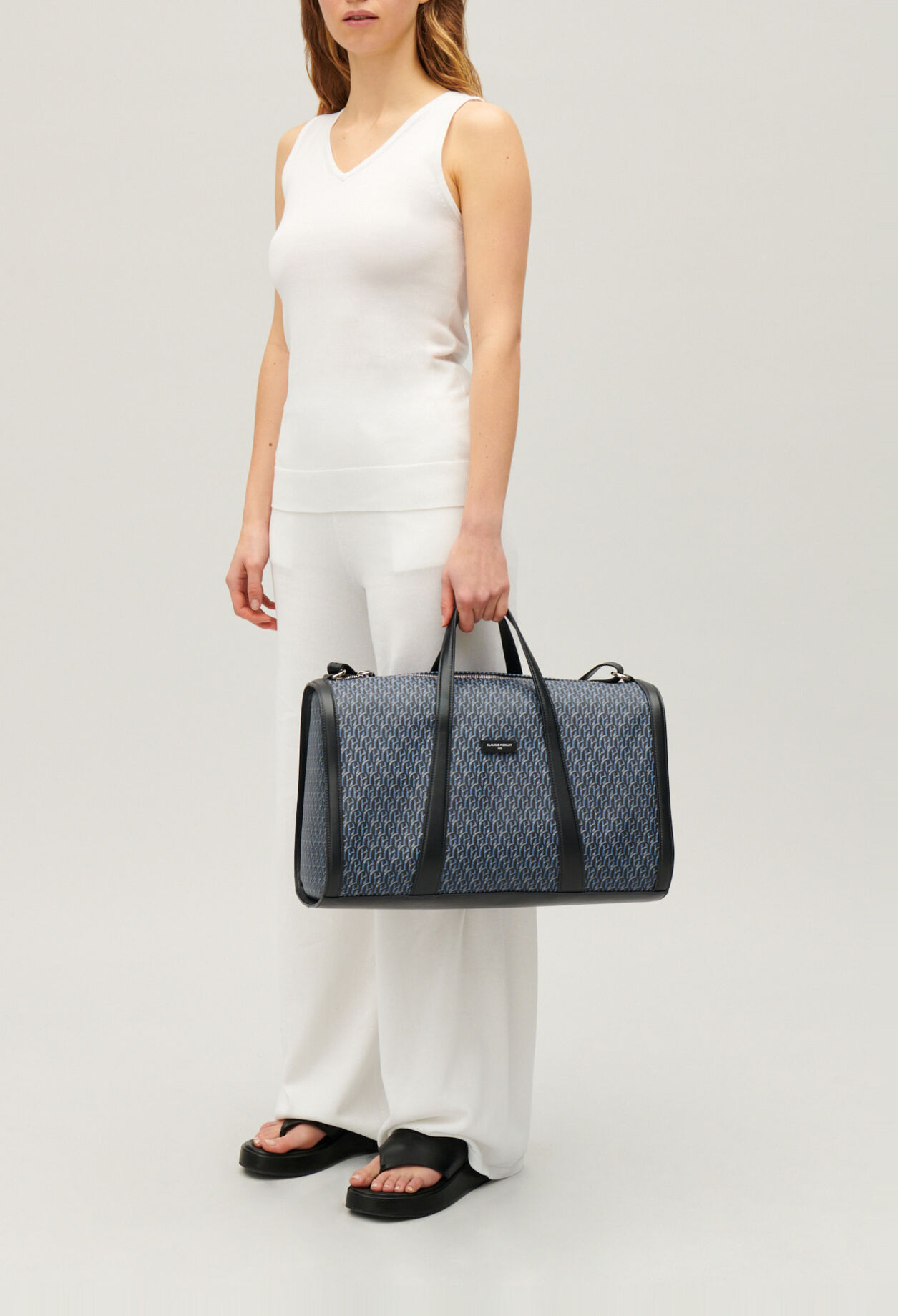 Navy monogram canvas travel bag