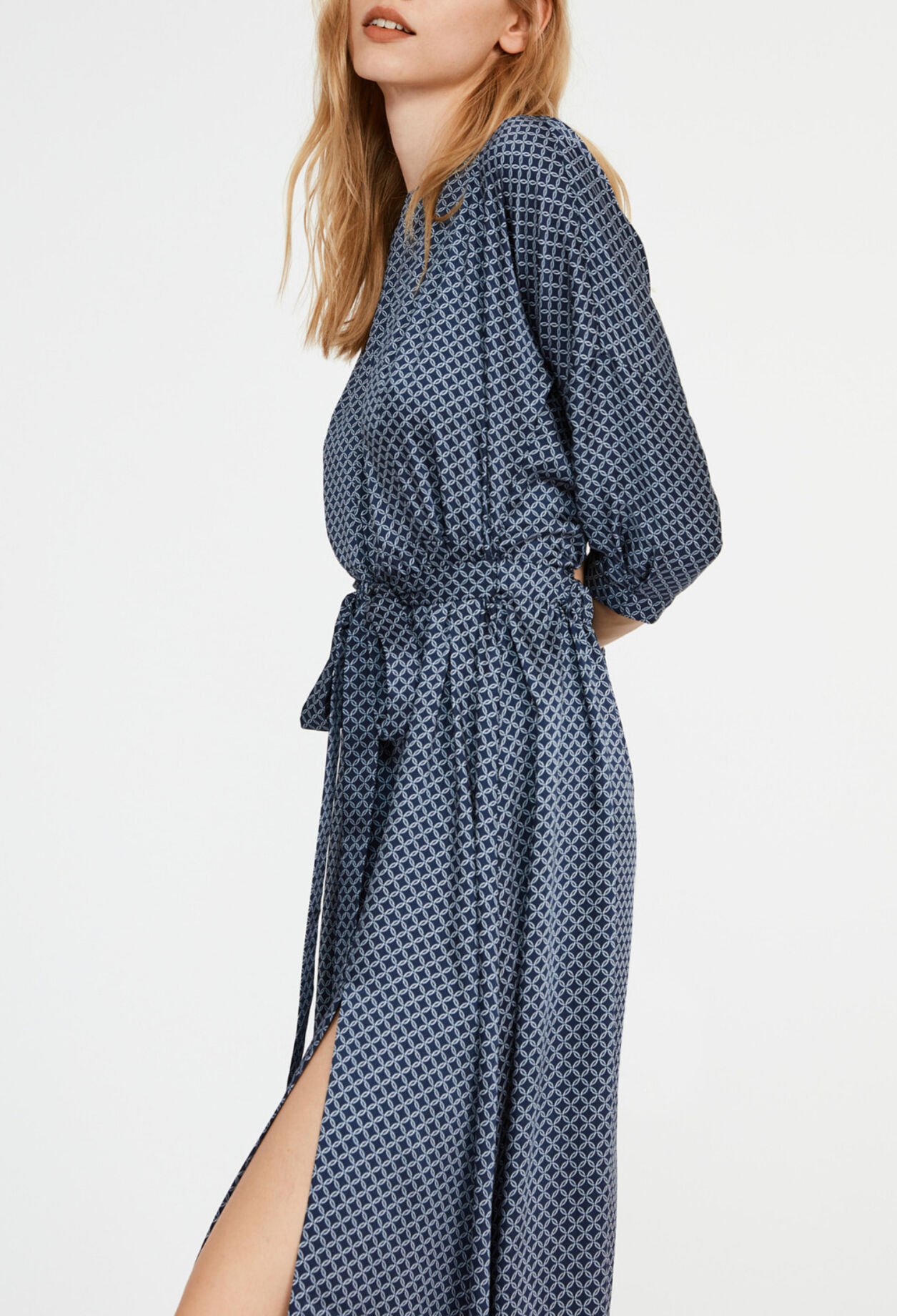 Long, patterned slit dress