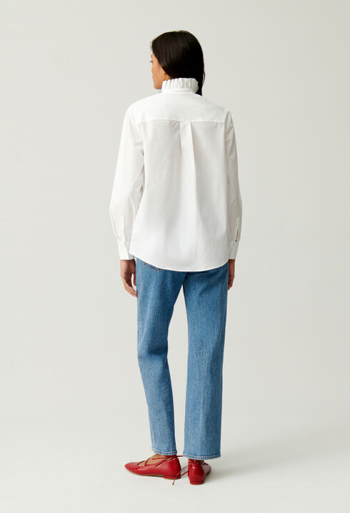 White shirt with ruffled collar