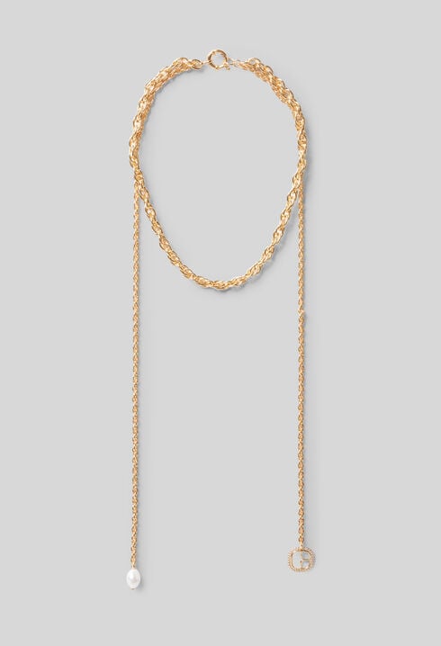 Double pearl chain necklace 