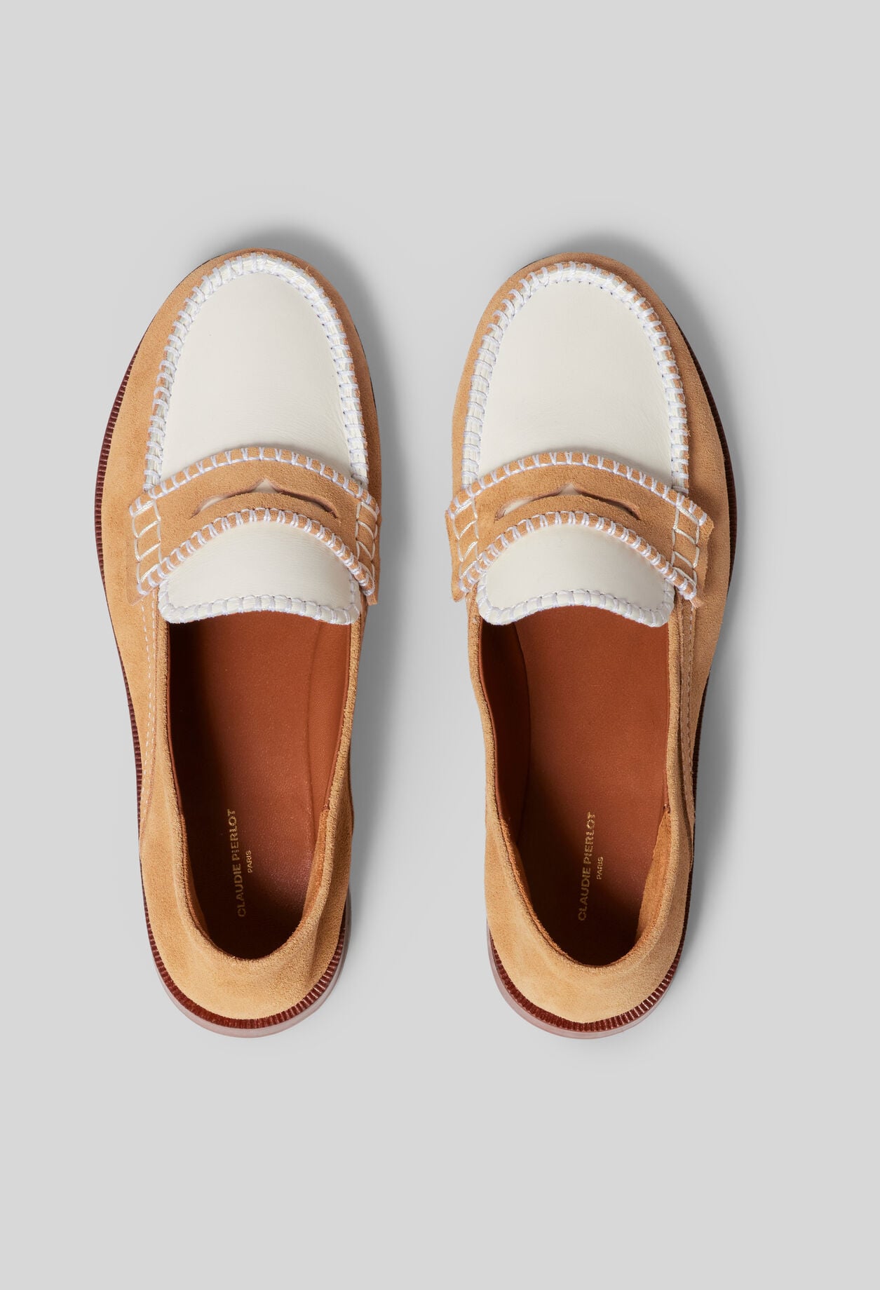 Suede ballet flats, stitch detail