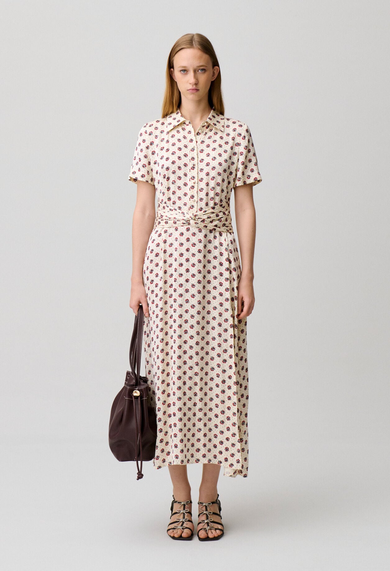 Floral print satin dress