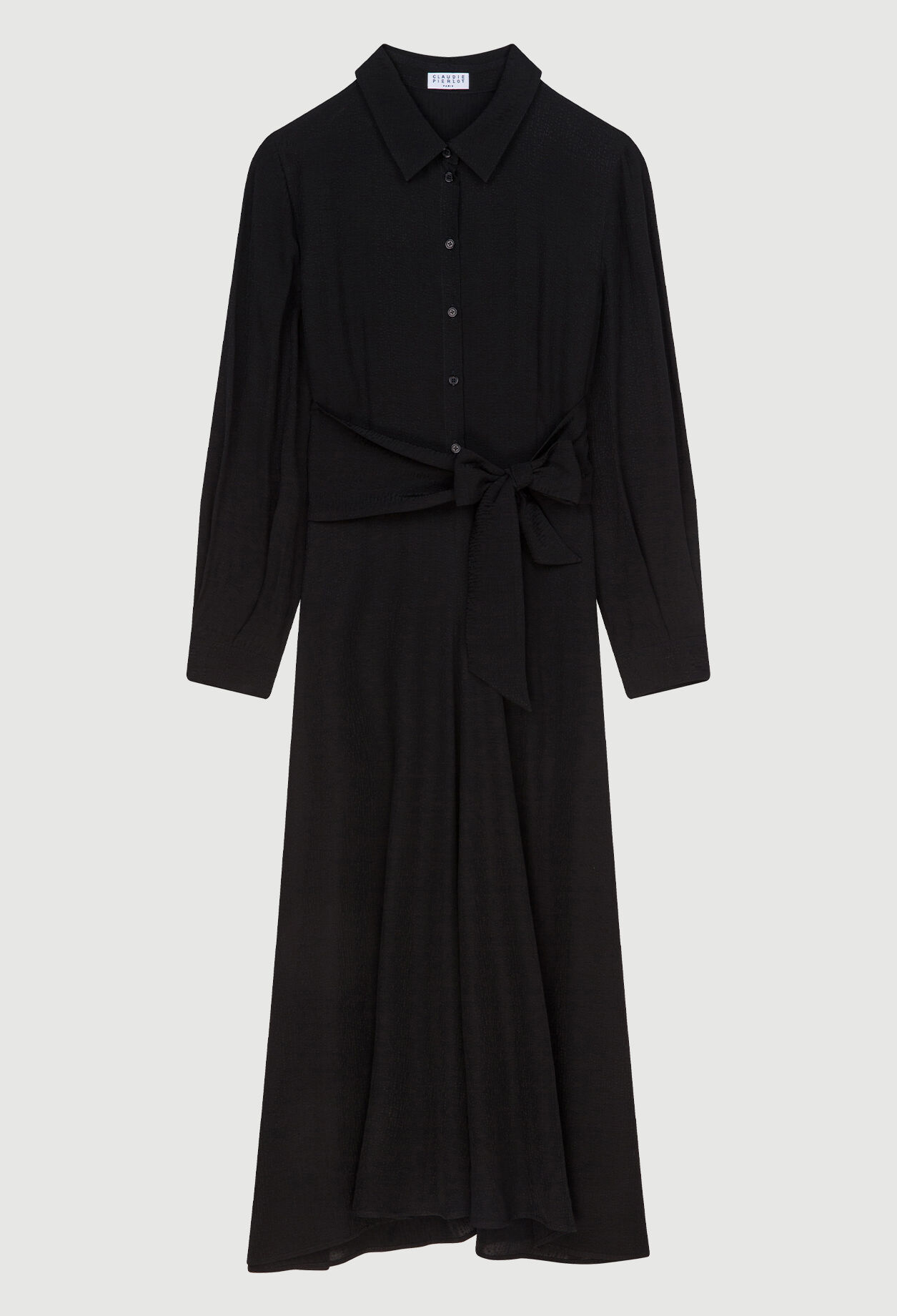 Belted long shirt dress