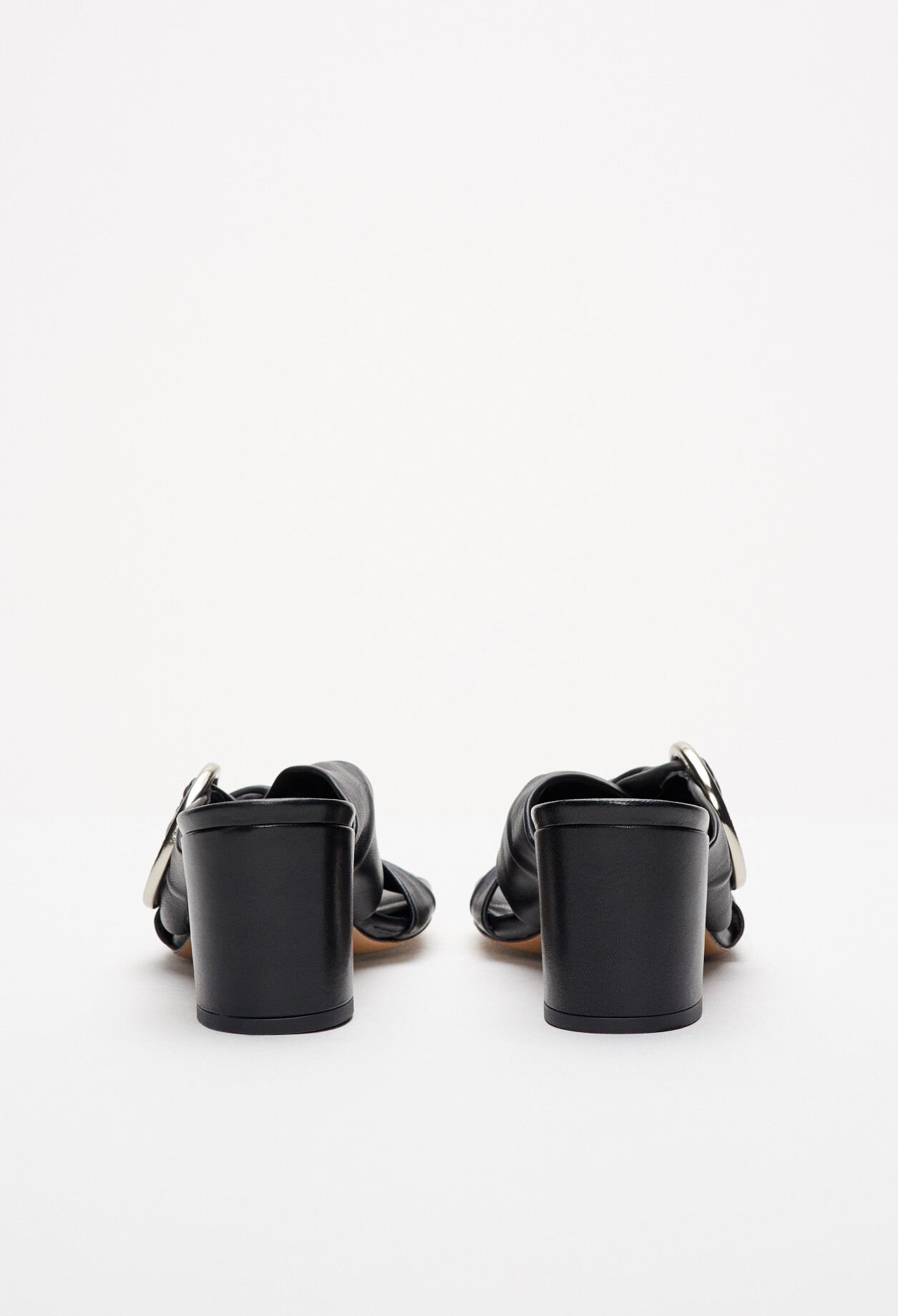 Mule sandal with metal buckle