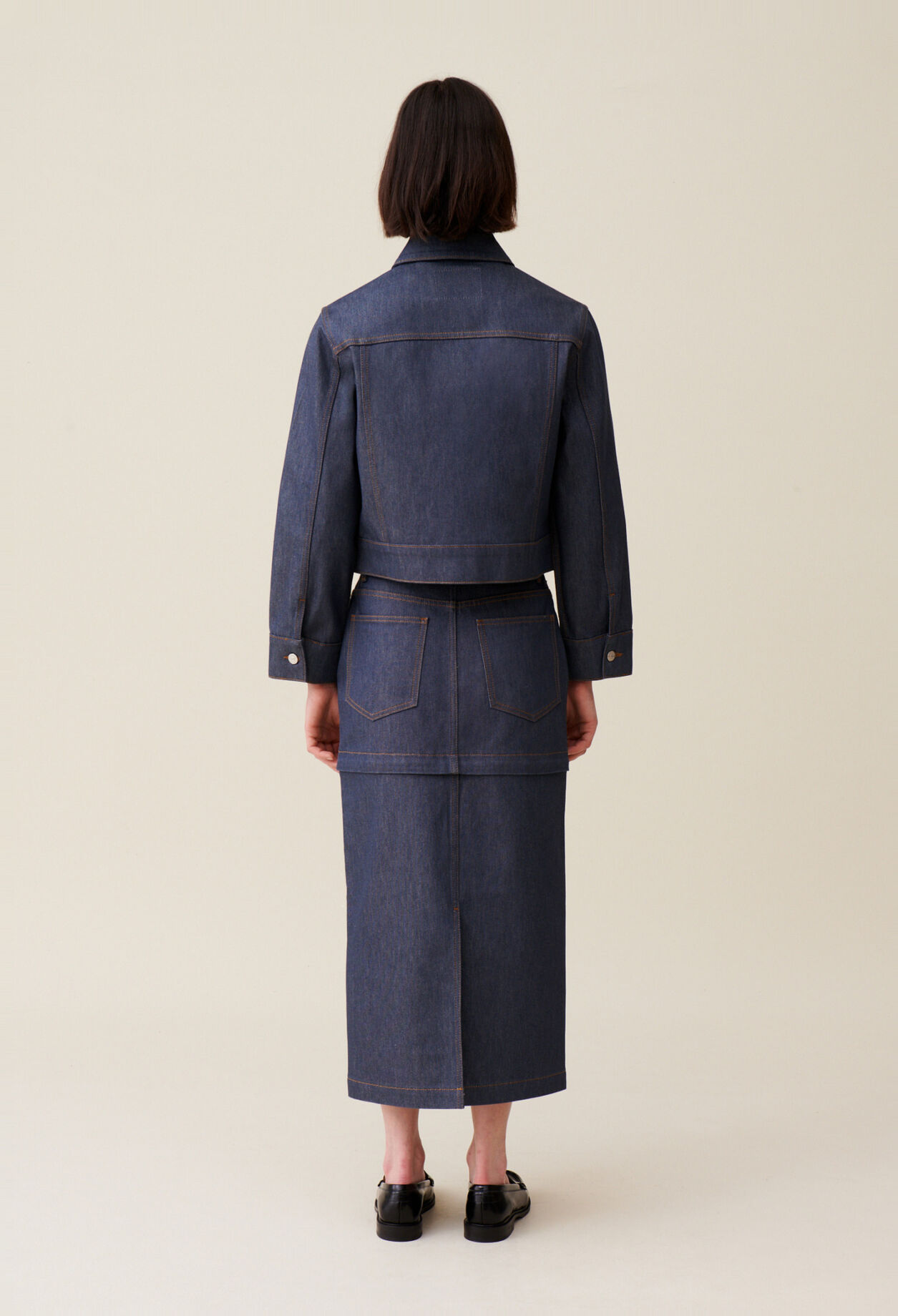 Oversized dark denim jacket