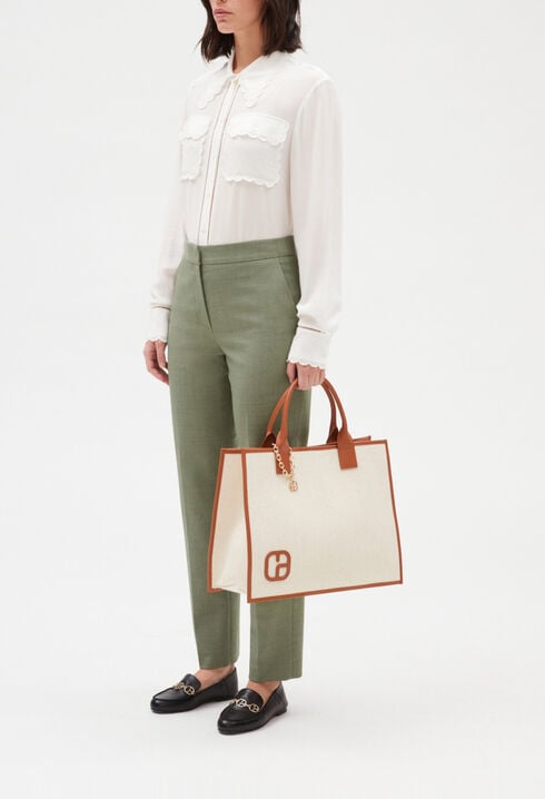 Khaki suit trousers