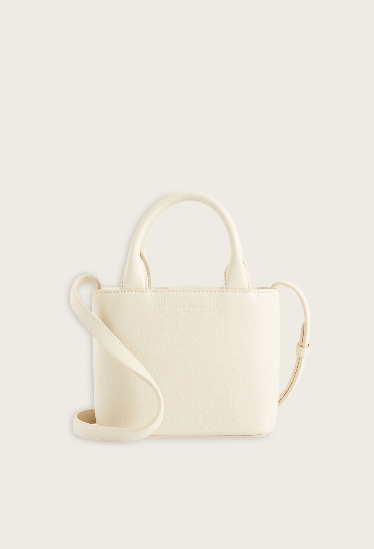 Ecru grained leather Anouck nano bag