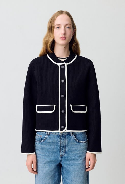 Two-Tone Chunky Cardigan
