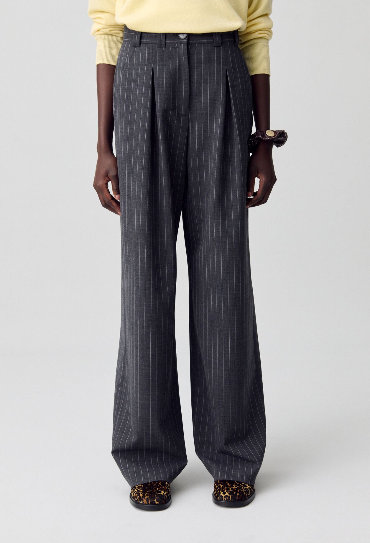 High-waisted straight-leg trousers