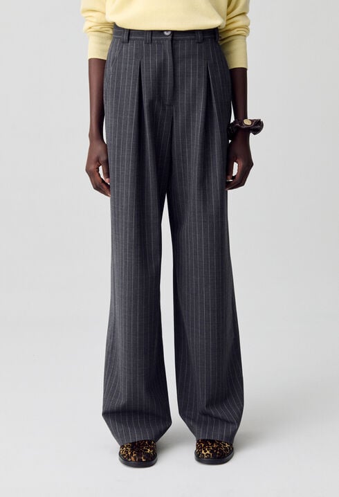 High-waisted straight-leg trousers