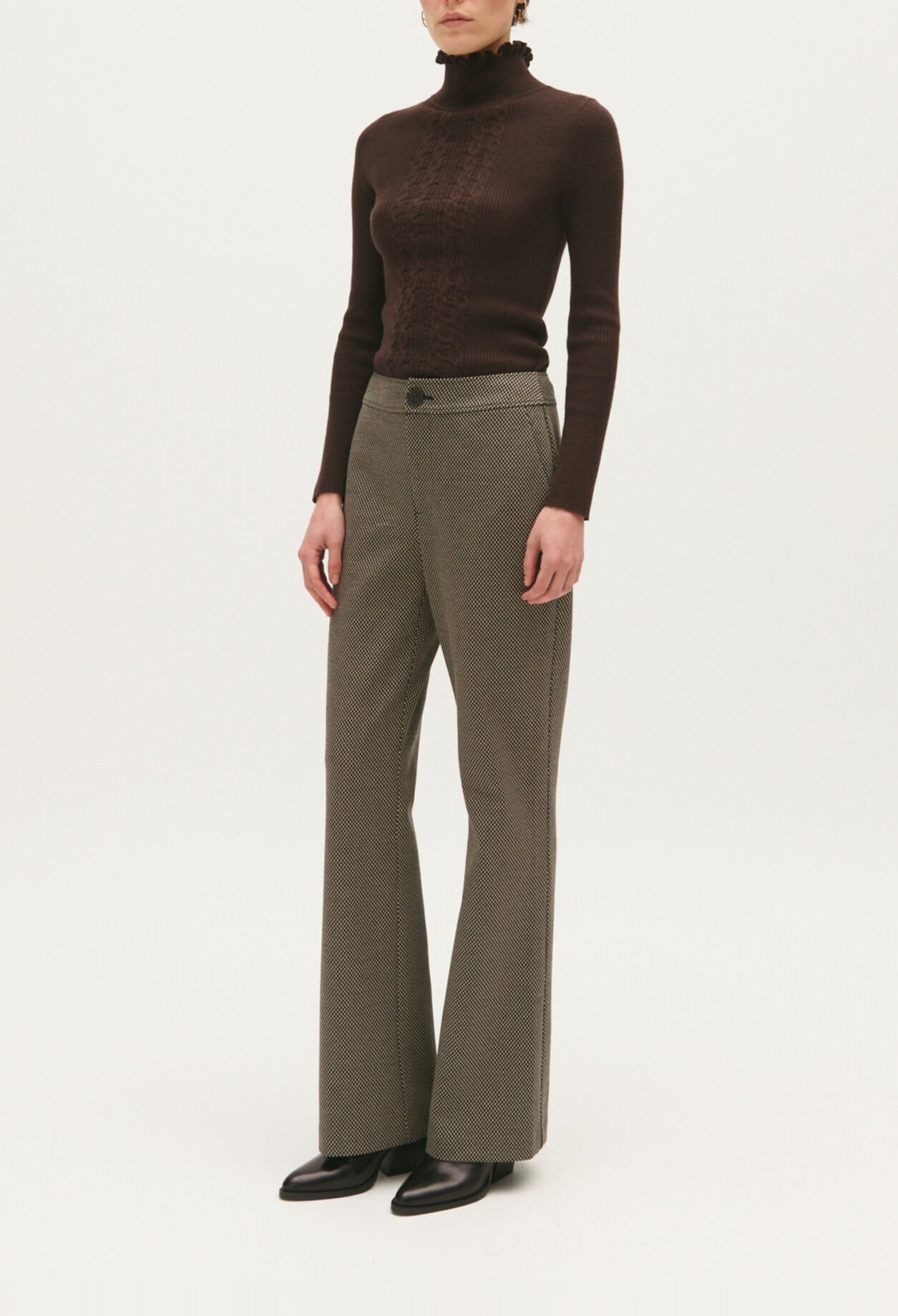 Straight-fit chocolate print trousers