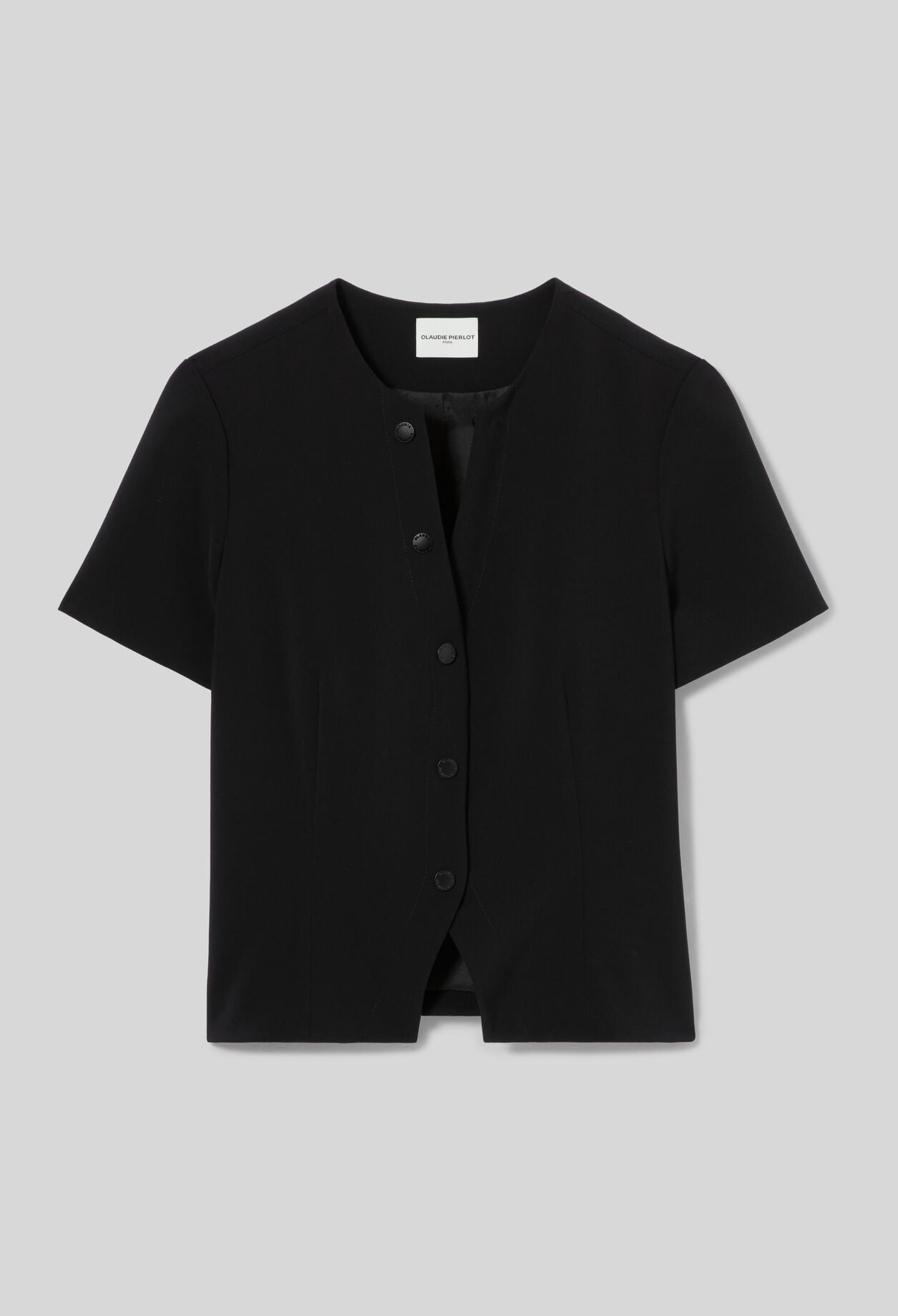 Fitted button-up V-neck top
