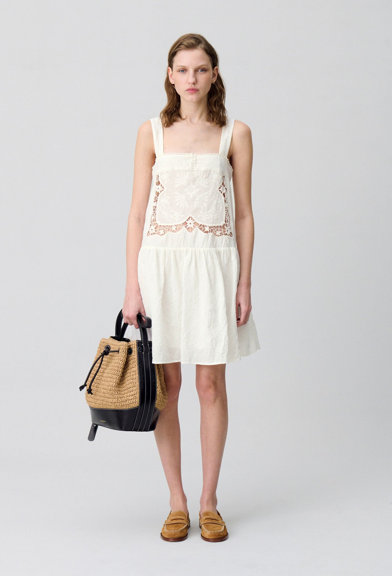 Short Dress with Embroidered Bodice