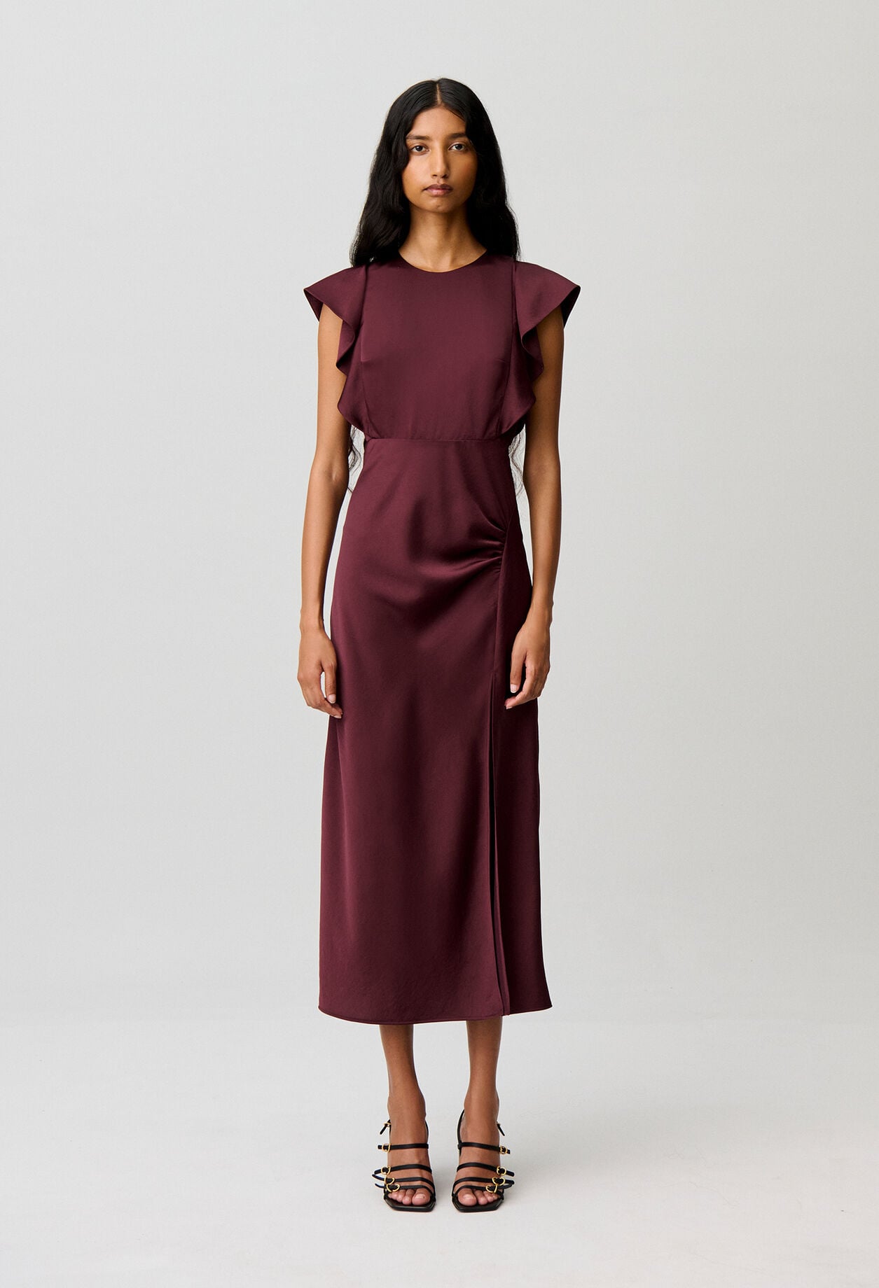 Slit Satin Maxi Dress