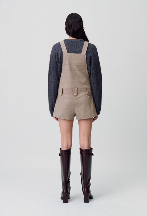 Checked dungaree playsuit