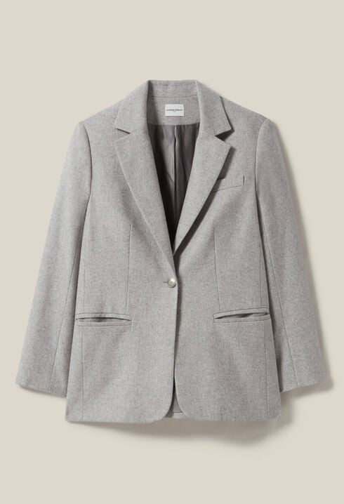 Grey wool-blend tailored jacket