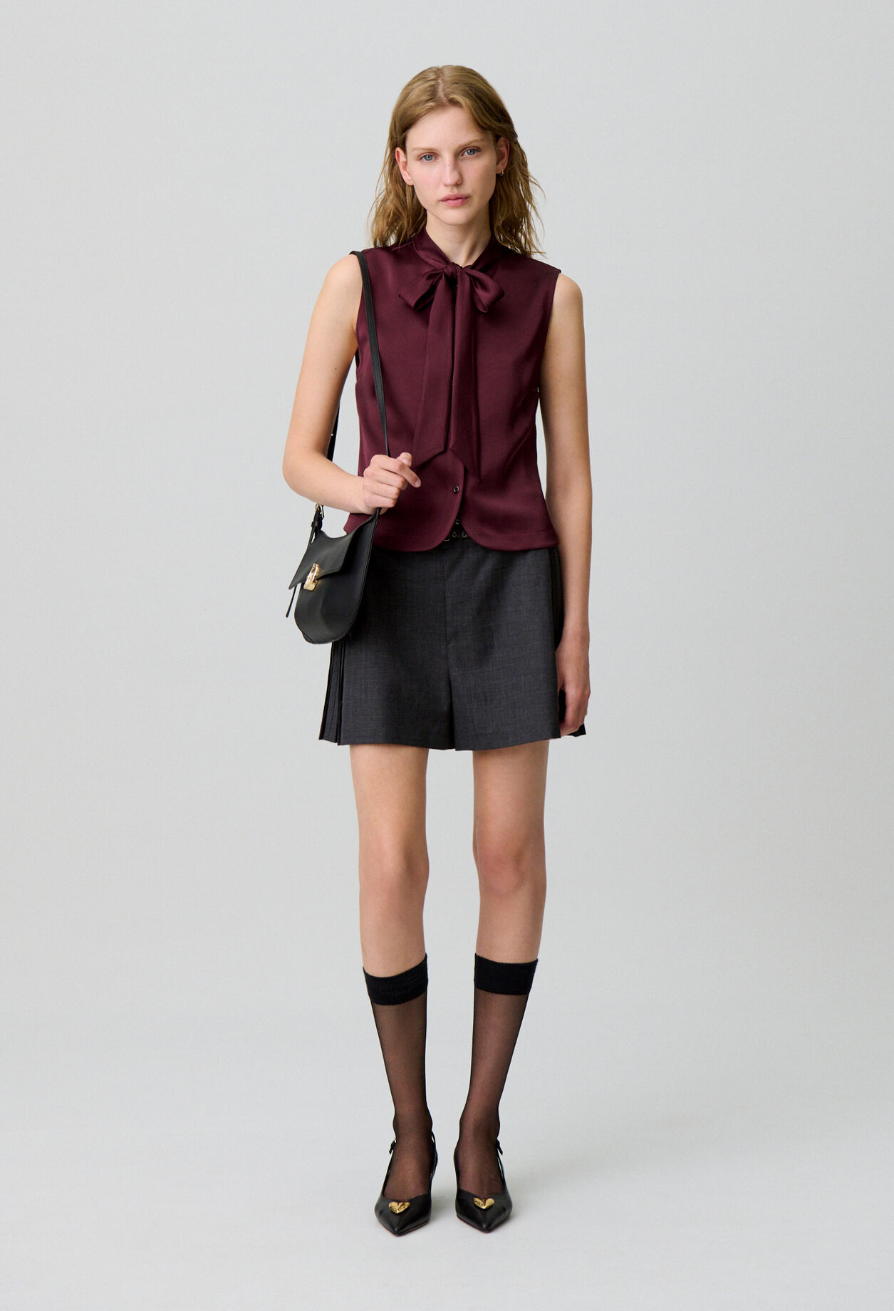 Sleeveless satin blouse