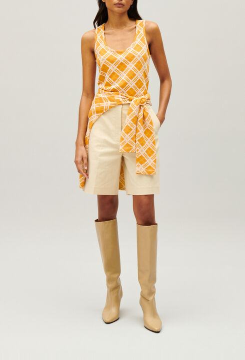 Yellow checked vest top